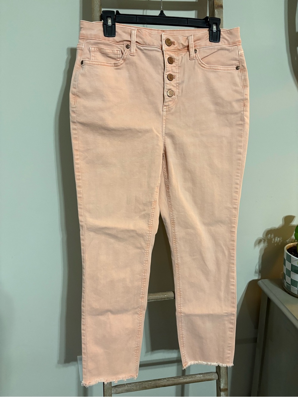 LC Lauren Conrad Peach Ankle Crop Button-Fly Jeans